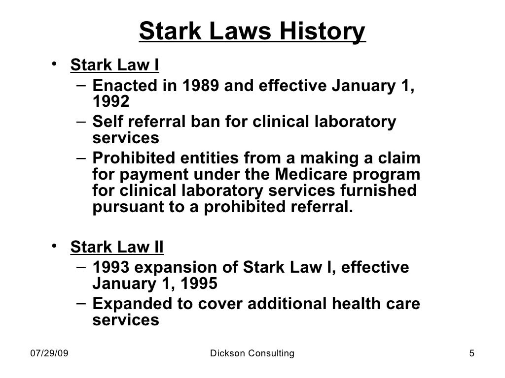 Compliance with Stark laws