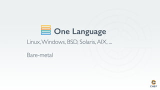 One Language!
Linux,Windows, BSD, Solaris,AIX, ...
Bare-metal
 