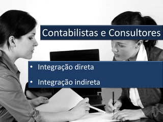 Contabilistas e Consultores
• Integração direta
• Integração indireta
 