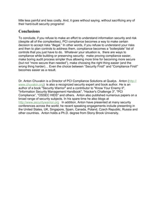 "Compliance First" or "Security First"