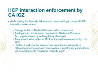 HCP interaction enforcement by
CA IGZ
• While waiting for Brussels, NL wants to do something in terms of HCP
interaction e...