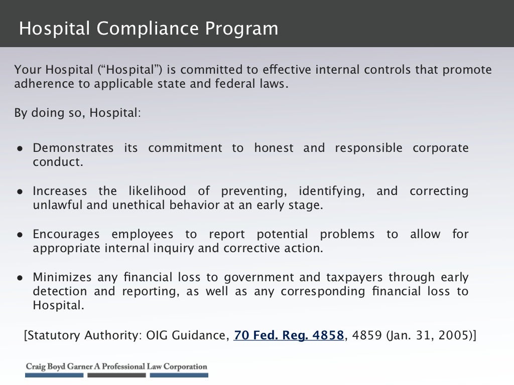 Sample Hospital Compliance Program