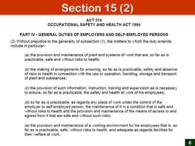 (PROF. SHUKOR) STEP-BY-STEP COMPLIANCE TO OSHA 1994 REGULATIONS. | PPT