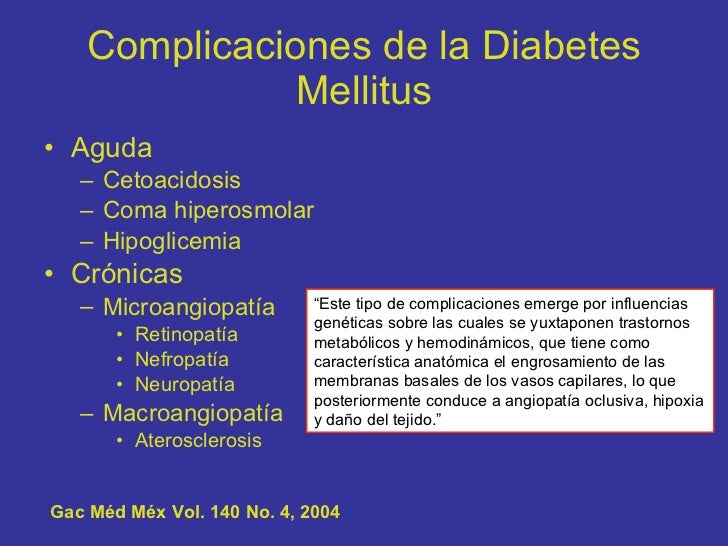 Complicaciones cronicas de la diabetes mellitus hesv Complicaciones cronicas de la diabetes mellitus hesv