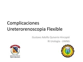 Complicaciones
Ureterorenoscopia Flexible
Gustavo Adolfo Quiverio Hincapié
RI Urología - UMNG
 