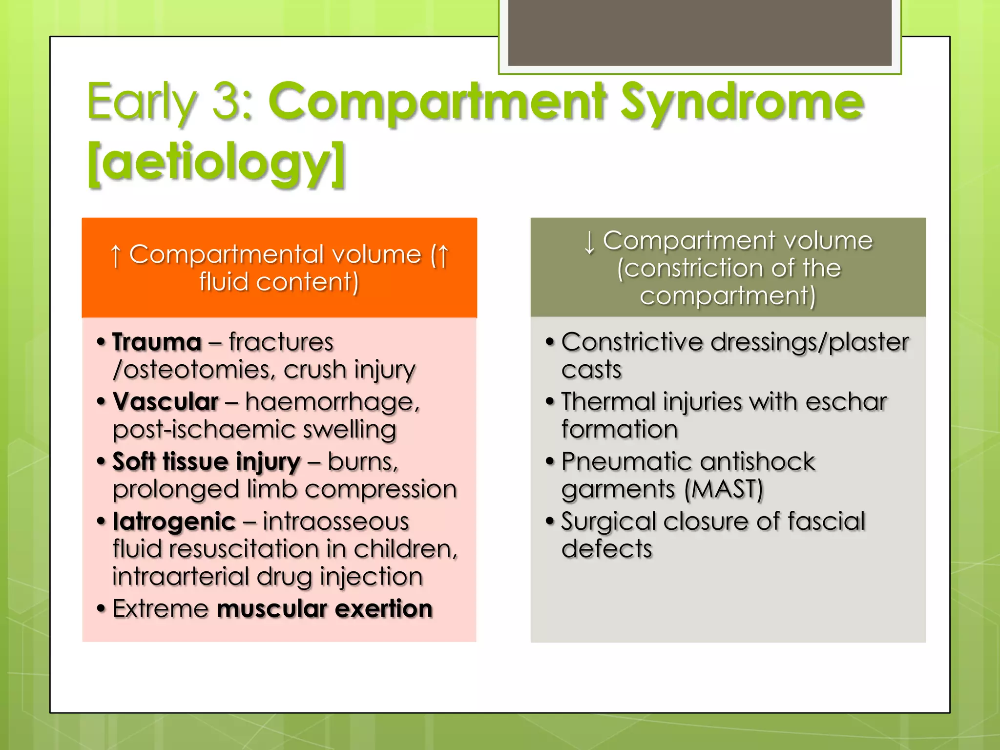 Early 2: Vascular injuryX-ray: suggest high-risk fracture.Angiogram should be performed to confirm diagnosis.