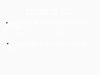CAUSES OF PCO PERSISTANCE OF RESIDUAL OPAQUE LENS MATTER PROLIFERATION OF ANTERIOR EPITHELIAL CELLS 