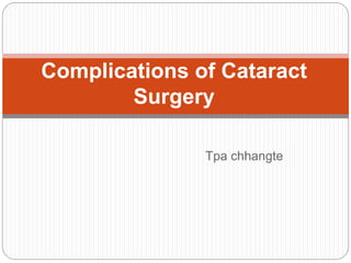 Tpa chhangte
Complications of Cataract
Surgery
 