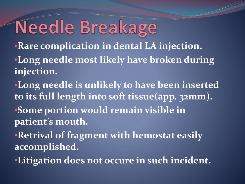 Complications of local anaesthesia