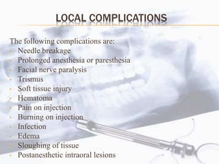 Anesthesia Problems Complications of local anaesthesia | PPTX