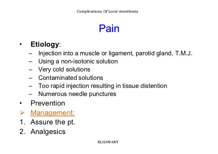 Complications of local anesthesia