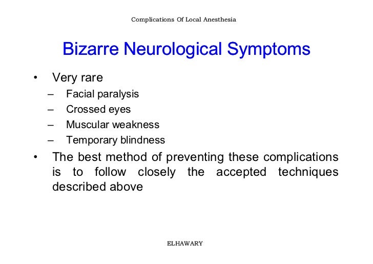 Complications of local anesthesia