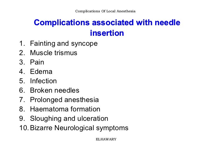 Complications of local anesthesia