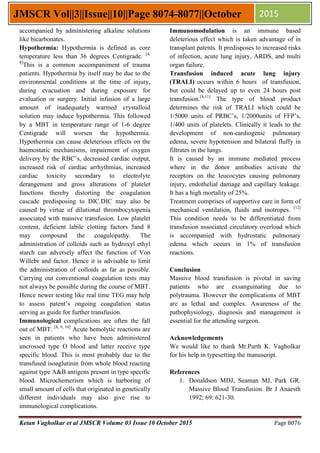 Complications of massive blood transfusion | PDF
