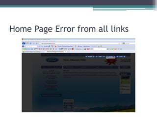 Home Page Error from all links
 
