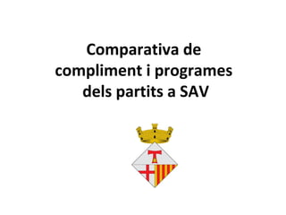 Comparativa de
compliment i programes
dels partits a SAV
 