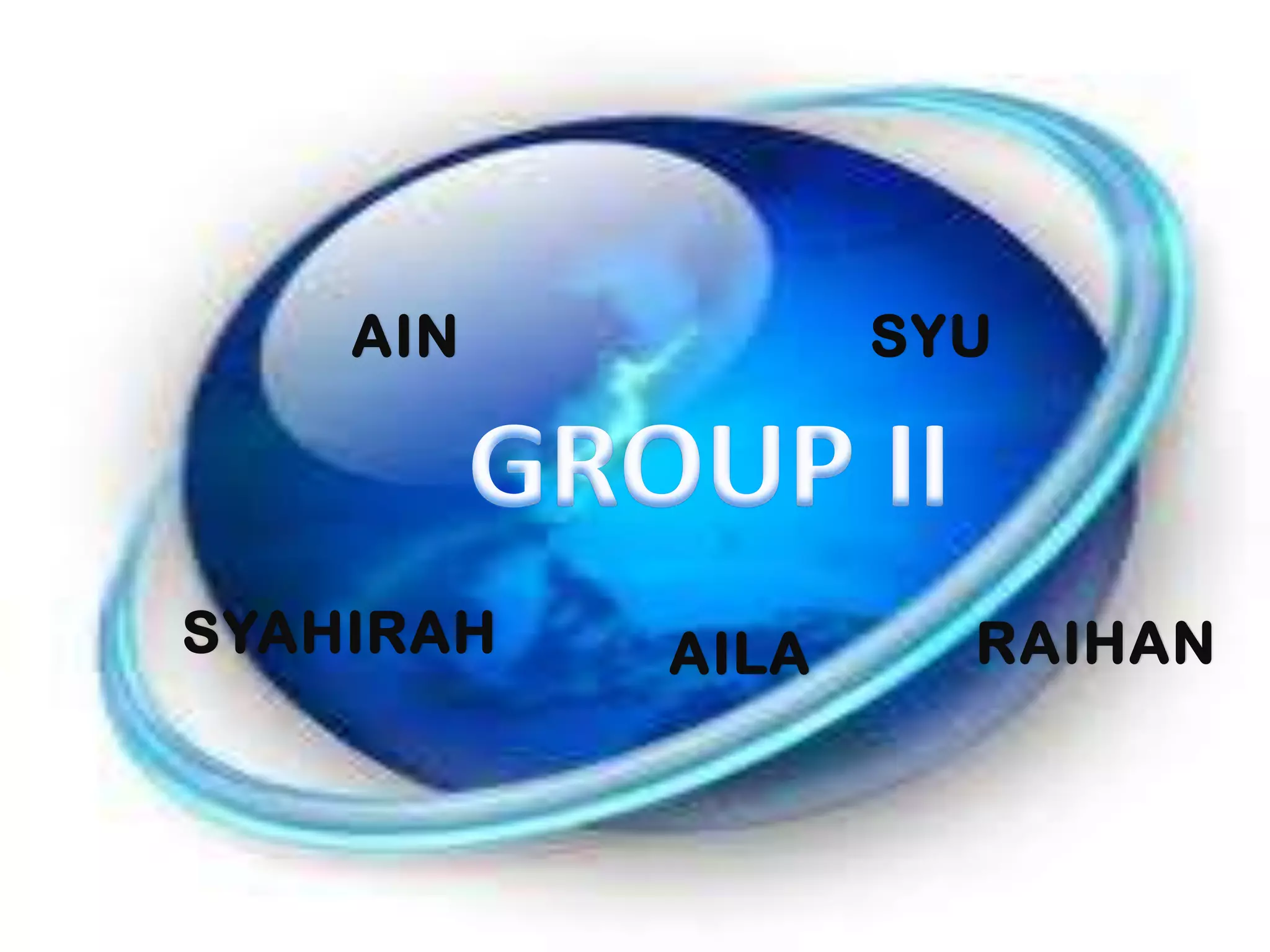 AIN           SYU




SYAHIRAH   AILA     RAIHAN
 