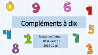 Compléments à dix
Marianne Antoun
EB1 (Grade 1)
2015-2016
 