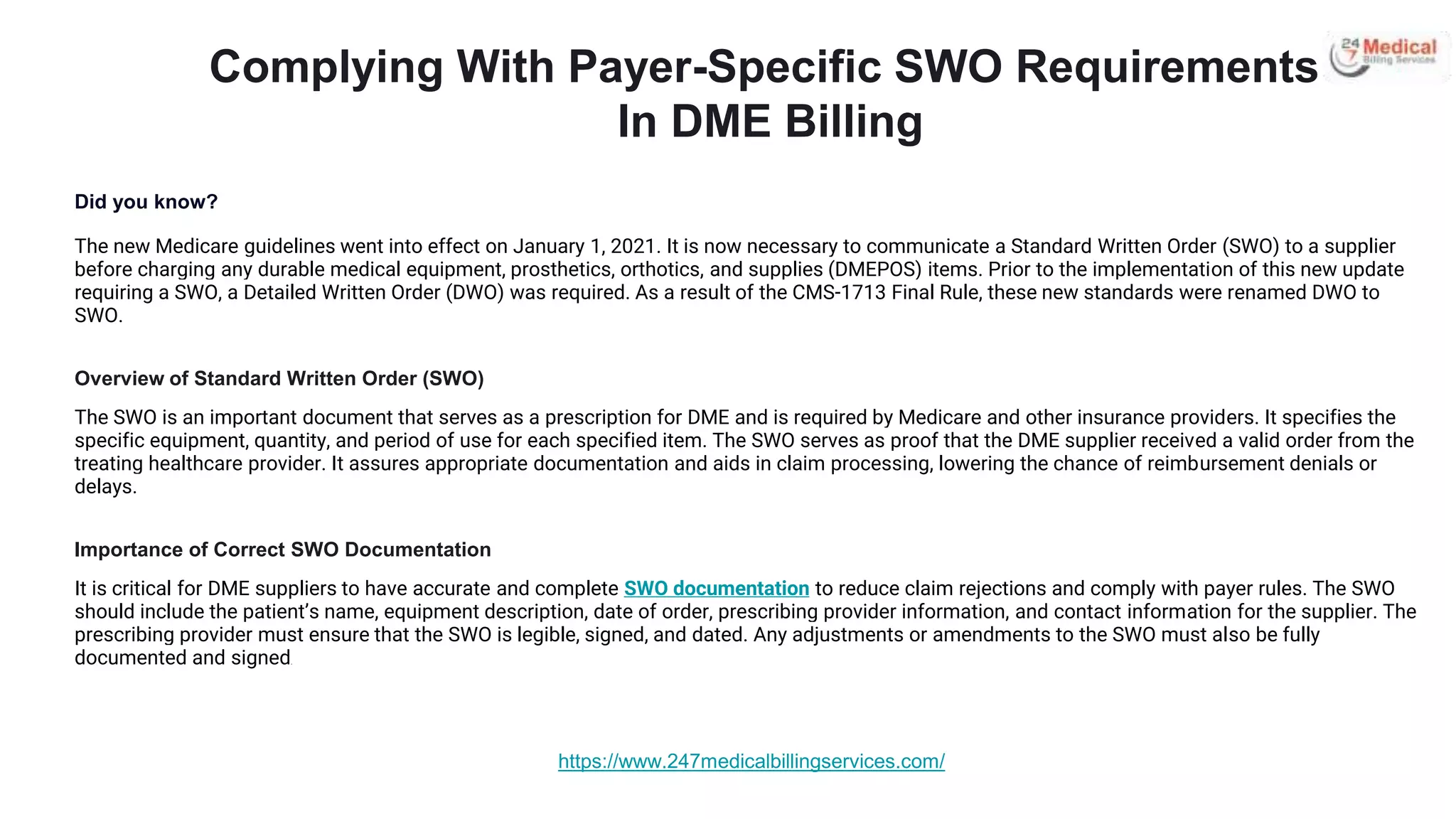 Standard Written Order Swo Code Complying With Payer-SpecificvIn DME Billing.pptx