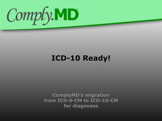 ICD-10 Ready! ComplyMD’s migrationfrom ICD-9-CM to ICD-10-CMfor diagnoses 