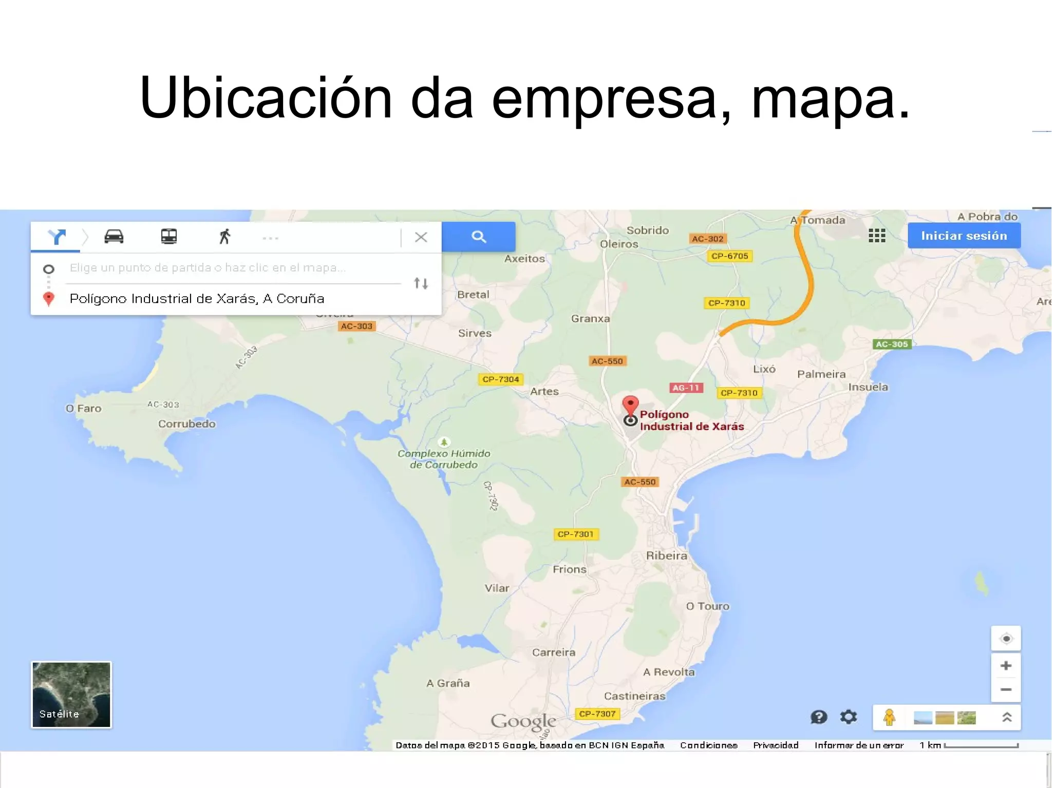 Ubicación da empresa, mapa.
 