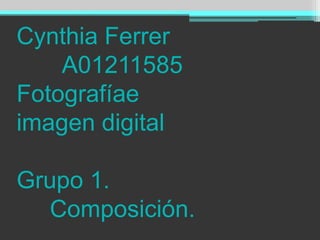 Cynthia Ferrer       A01211585Fotografíaeimagen digitalGrupo 1.     Composición. 