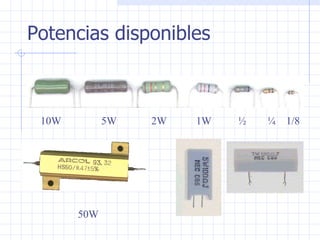 Potencias disponibles 10W  5W  2W  1W  ½  ¼  1/8  50W 