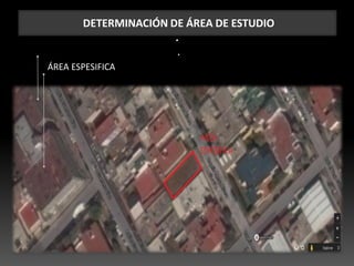 DETERMINACIÓN DE ÁREA DE ESTUDIO
.
.
ÁREA ESPESIFICA
 