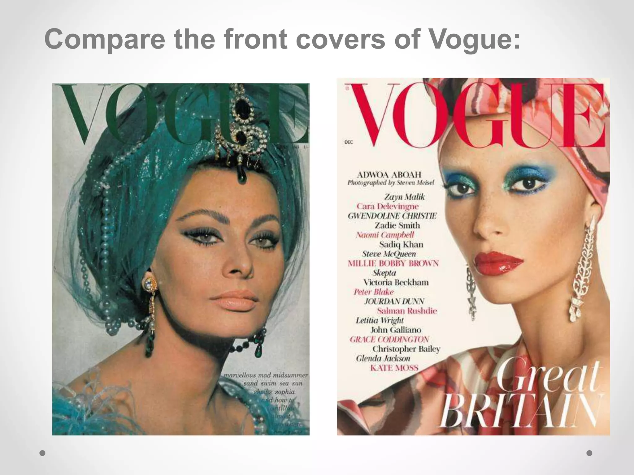 Compare the front covers of Vogue:
 