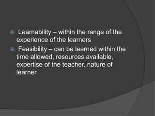 Learnability Examples Component 2 curriculum content | PPTX