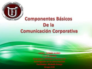 LICDO.: GOMEZ ALIRIO
C.I.19.528.695
Asignatura: Métodos y Técnicas de
Investigación en la comunicación
Facilitador: Alisbeth Araujo
Grupo # 02
 