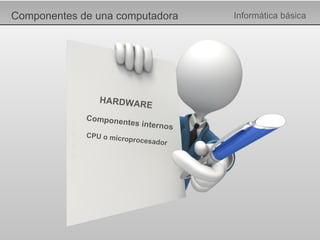 Componentes de una computadora Informática básica HARDWARE Componentes internos CPU o microprocesador 