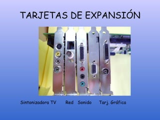 TARJETAS DE EXPANSIÓN
Sintonizadora TV Red Sonido Tarj. Gráfica
 