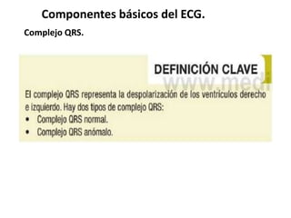 Componentes básicos del ECG.
Complejo QRS.
 