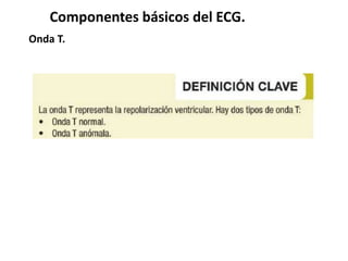 Componentes básicos del ECG.
Onda T.
 