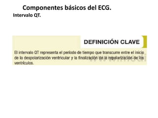 Componentes básicos del ECG.
Intervalo QT.
 