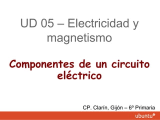 Componentes de un circuito eléctrico UD 05 – Electricidad y magnetismo CP. Clarín, Gijón – 6º Primaria 