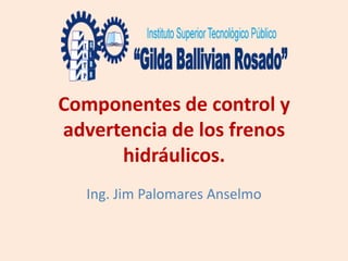 Componentes de control y
advertencia de los frenos
hidráulicos.
Ing. Jim Palomares Anselmo

 