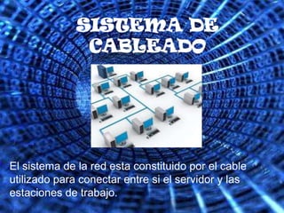 SISTEMA DE CABLEADOEl sistema de la red esta constituido por el cable utilizado para conectar entre si el servidor y las estaciones de trabajo.