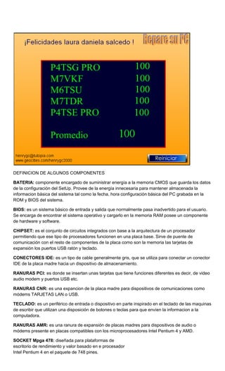 Componentes de la tarjeta madre