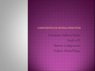 Estudiante: Anthony Batista
Grado: 10°E
Materia: Configuración
Profesor: Mitchell Rojas
 