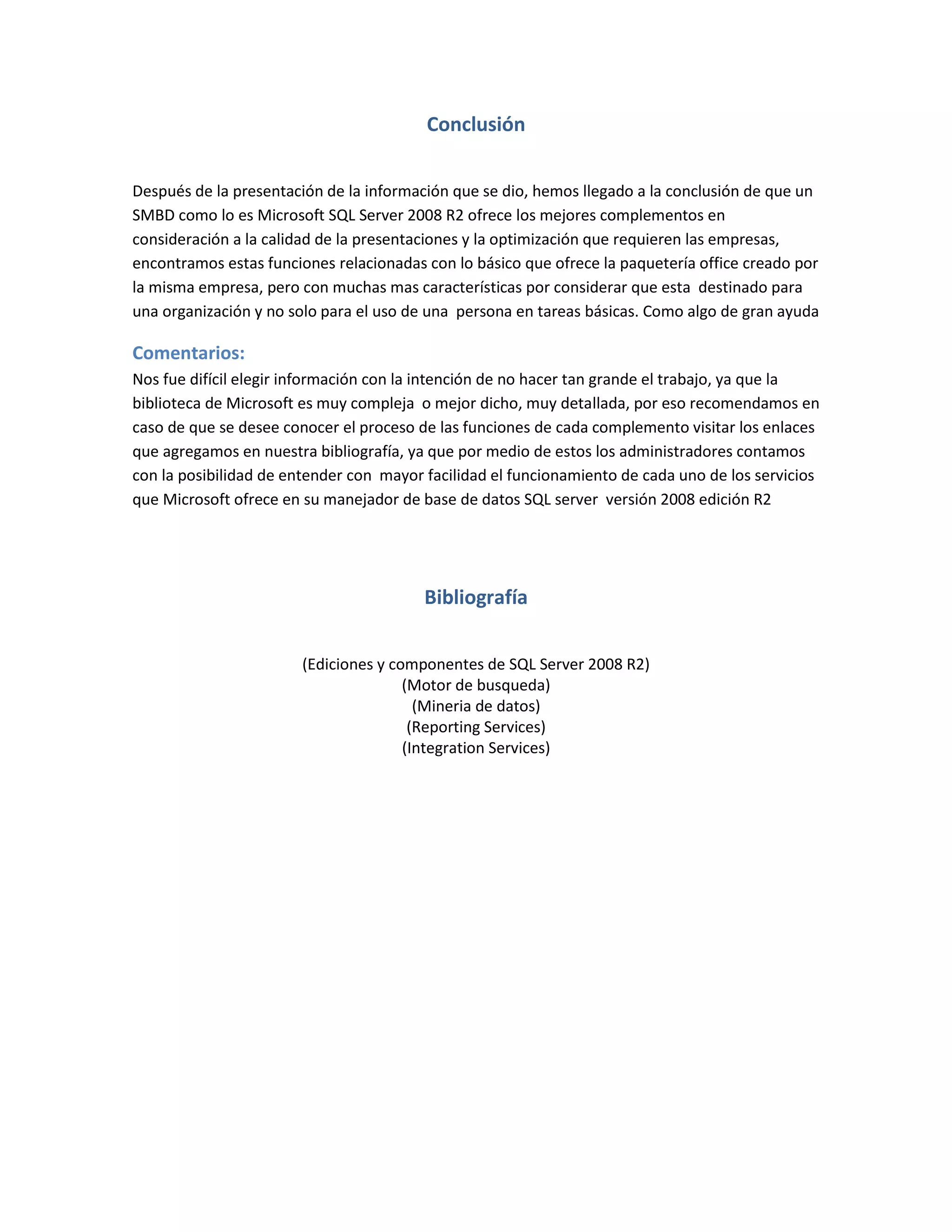 Componentes de sql server 2008