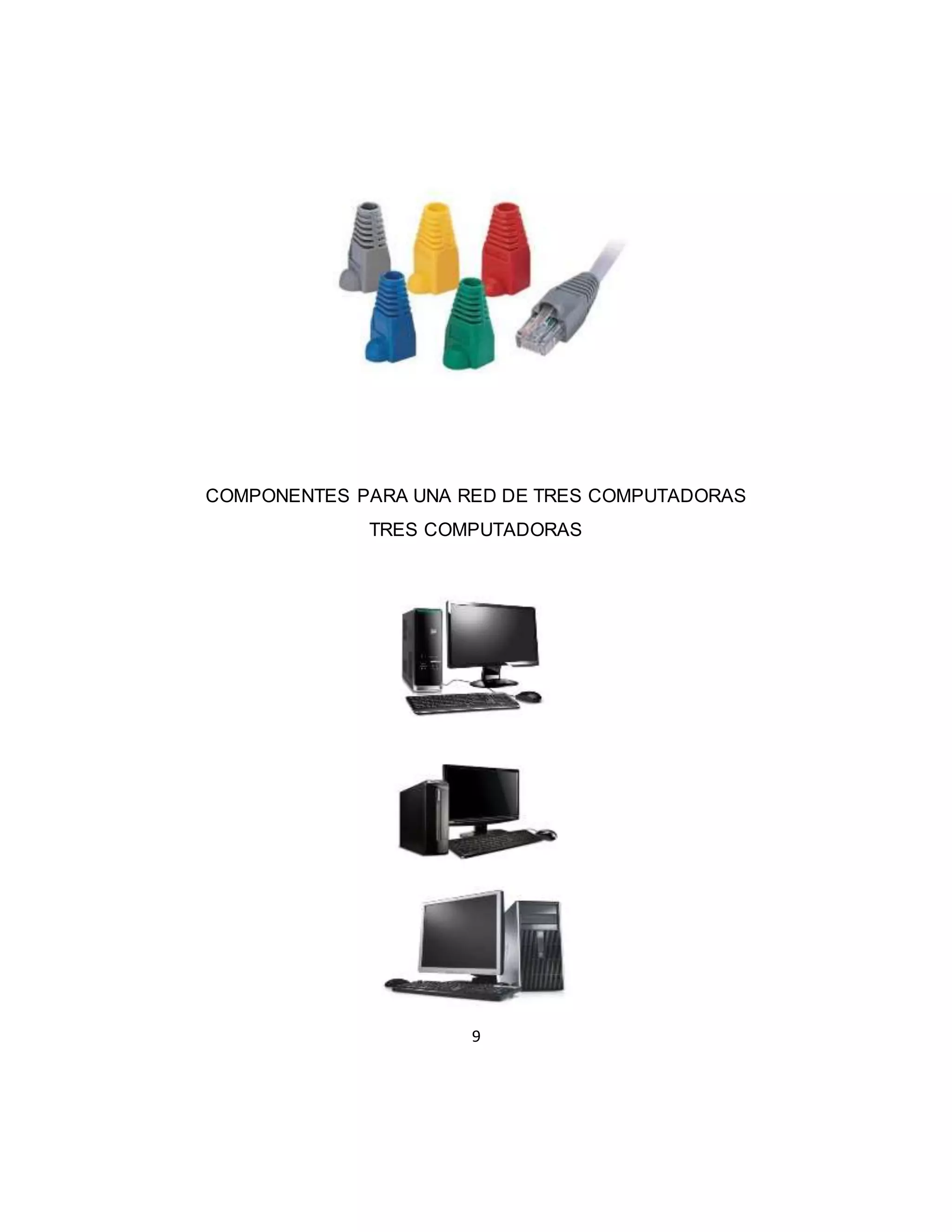 9
COMPONENTES PARA UNA RED DE TRES COMPUTADORAS
TRES COMPUTADORAS
 