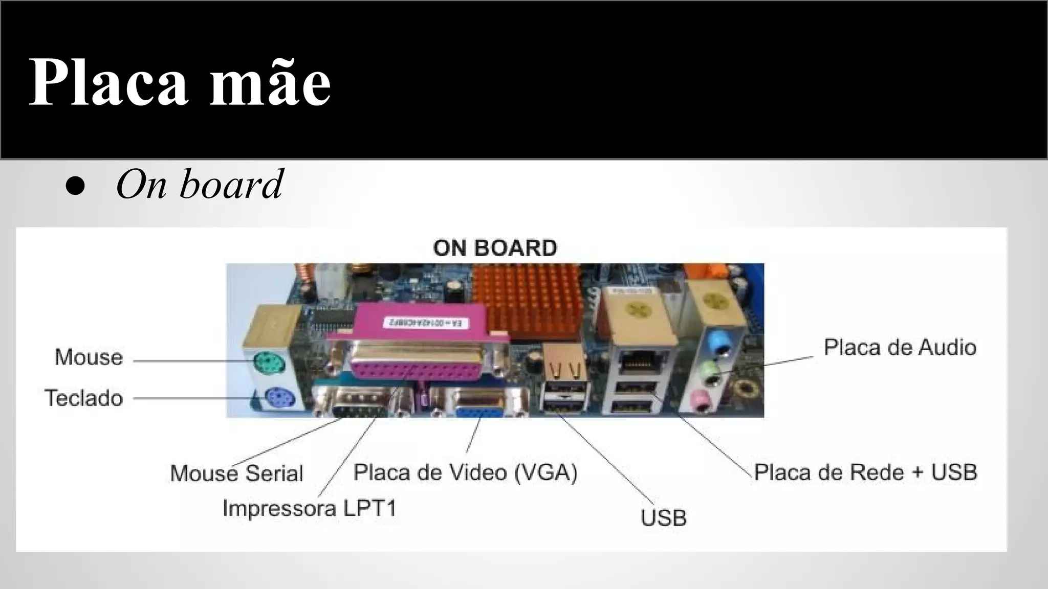 Placa mãe
● On board

 