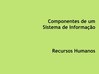 Componentes de um
Sistema de Informação
Recursos Humanos
 