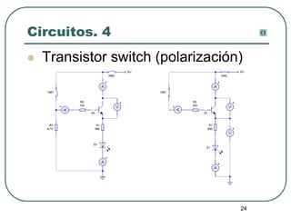 24
Circuitos. 4
 Transistor switch (polarización)
 