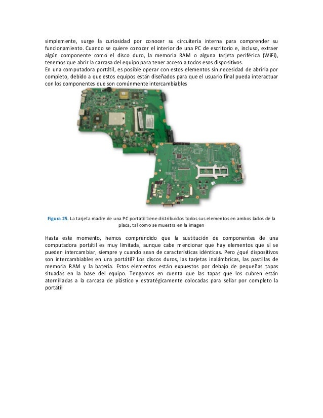Componentes internos y externos de una laptop