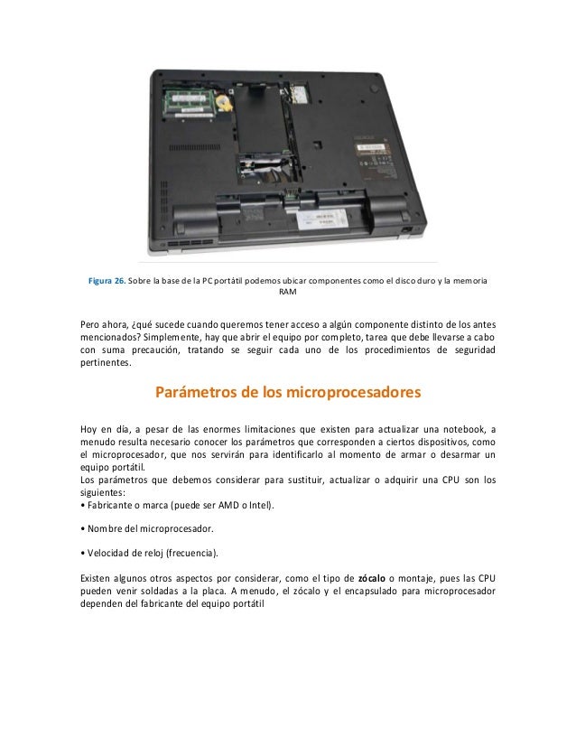 Componentes internos y externos de una laptop