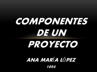 COMPONENTES
DE UN
PROYECTO
ANA MARÍA LÓPEZ
1004
 