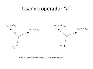 Usando operador “a”
Para as correntes é utilizado o mesmo método
 
